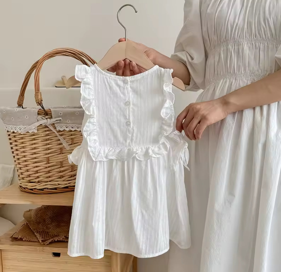 Vestido blanco para niñas de 2 a 7 años , algodón 100%
