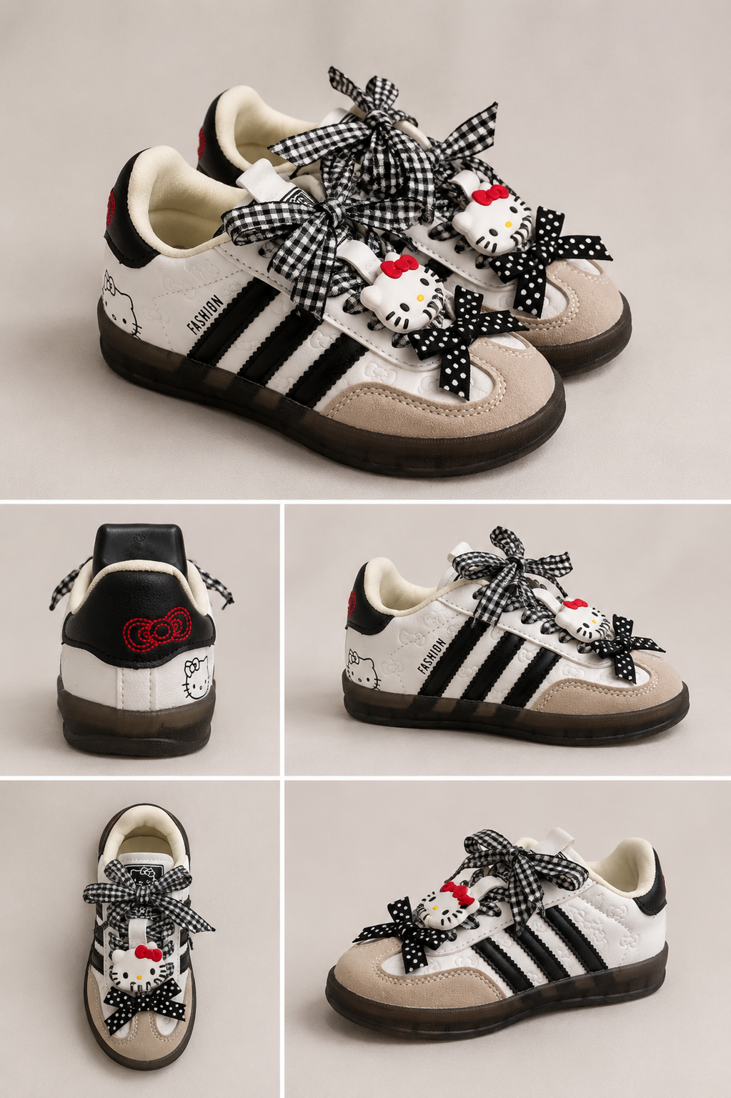 Tenis ( Champion ) estilo samba detalles de rayas y Hello Kitty