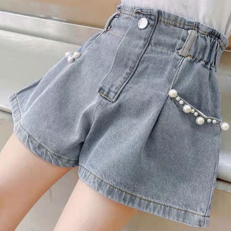 Short de jeans detalle de perlas