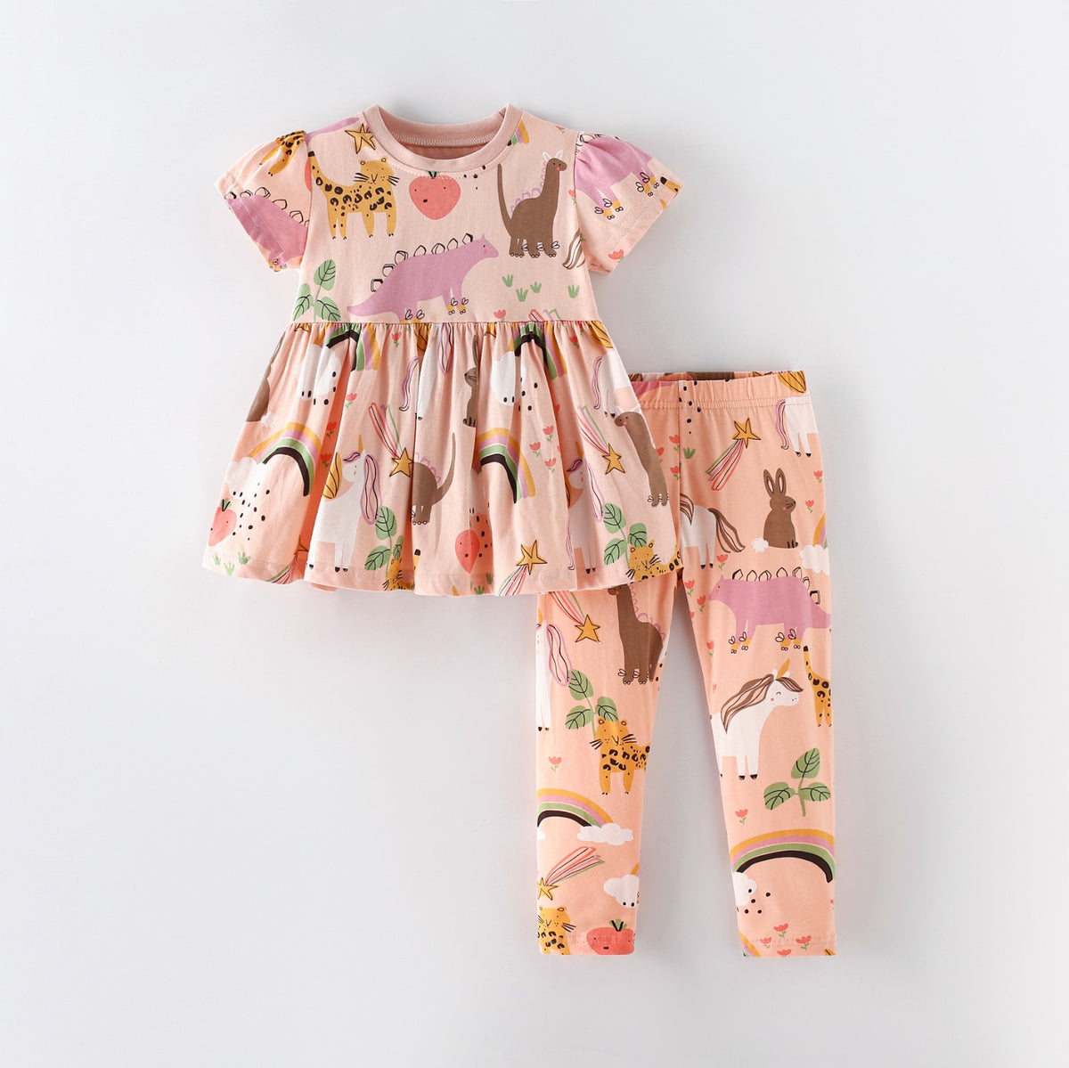 Conjunto de calza con blusa 100% algodón detalles de animales marca malwee
