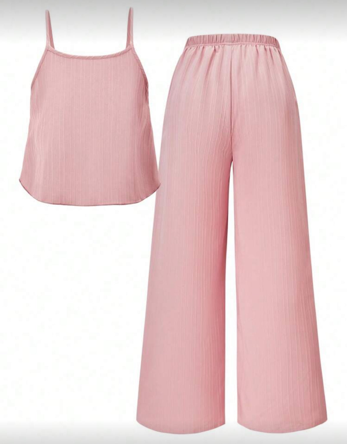 Conjunto pantalón más blusa rosa , tela fresca y detalle de agomado en la parte del pecho