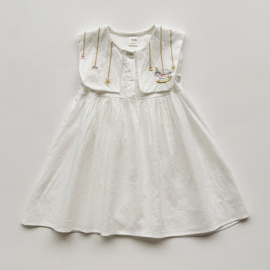 Vestido blanco 100% de algodón , para niñas de 2 a 8 años