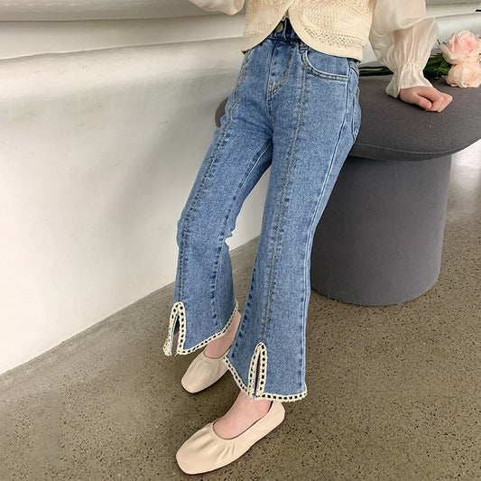 Pantalón de jeans tipo Oxford con bordado
