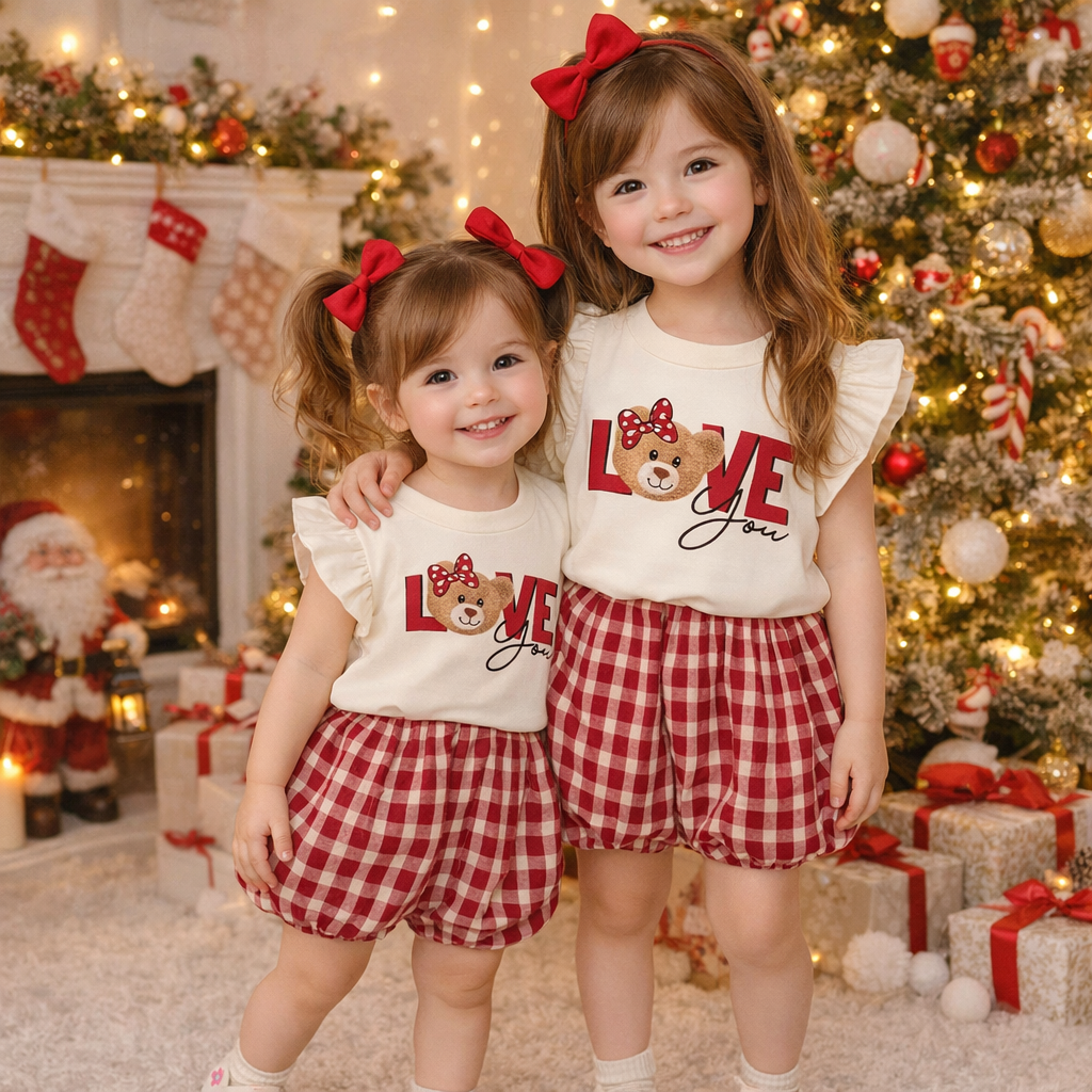 Conjunto short tipo babucha con remera detalle de oso