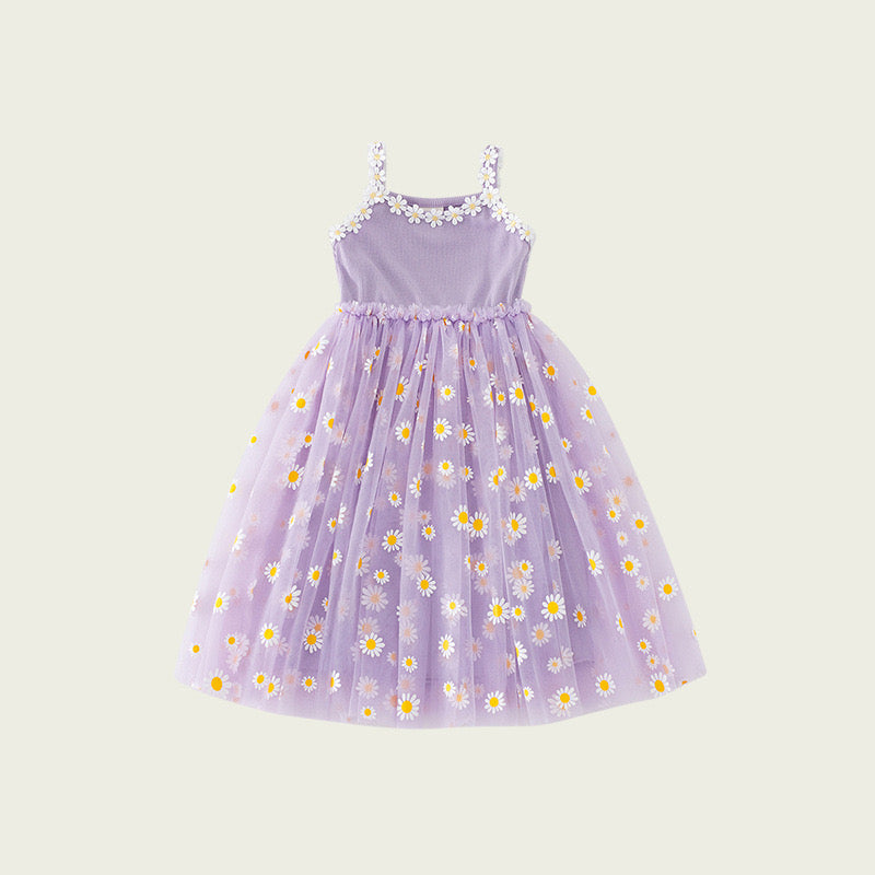 Vestido casual lila con margaritas