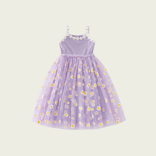 Vestido casual lila con margaritas