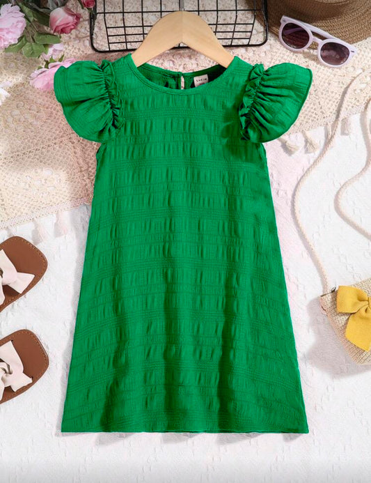 Vestido verde suelto para niñas de 4 a 7 años