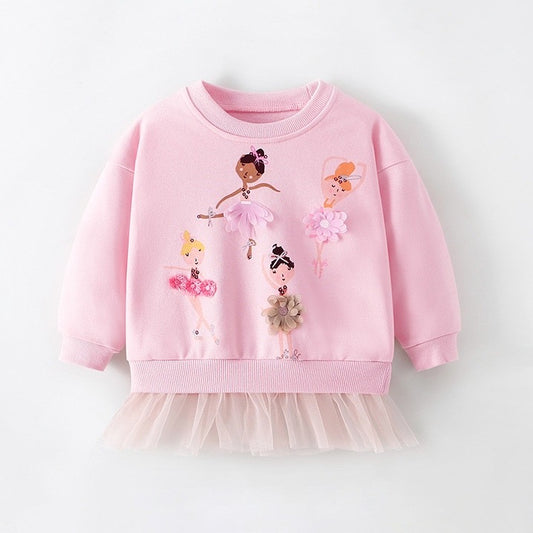 Abrigo de algodón color rosa detalles de bailarinas y tul