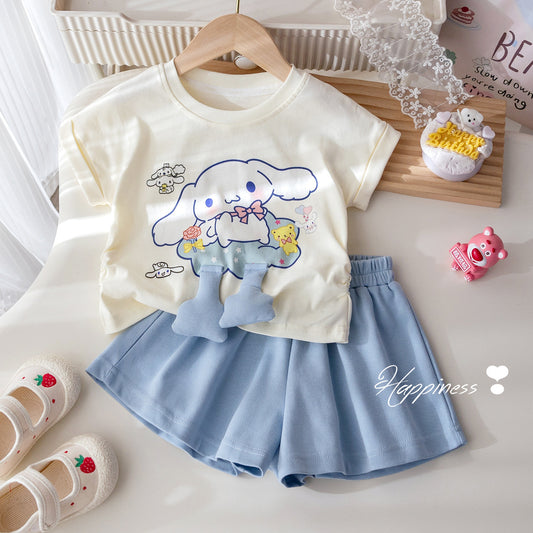 Conjunto short celeste con blusa de Cinnamoroll