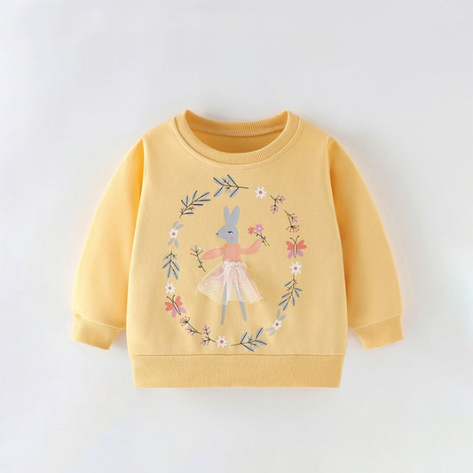 Abrigo suéter amarillo con detalle de conejito