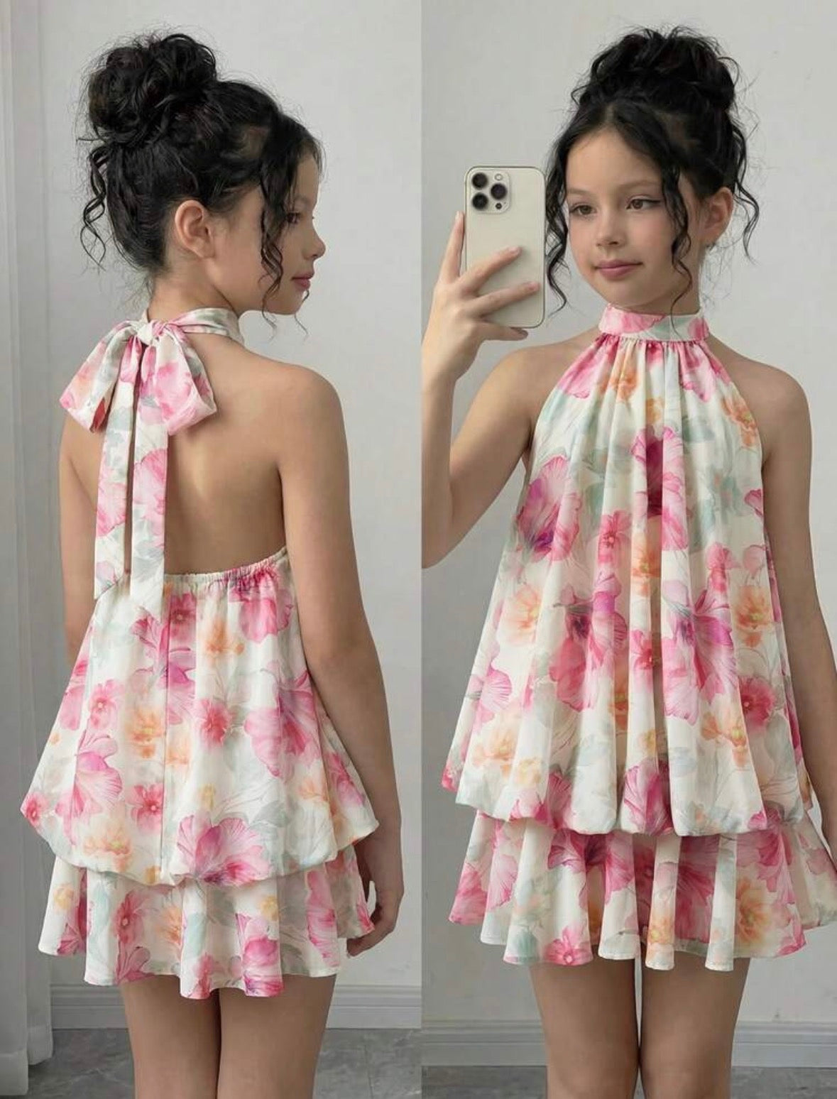 Vestido casual floreado holgado con forro de short
