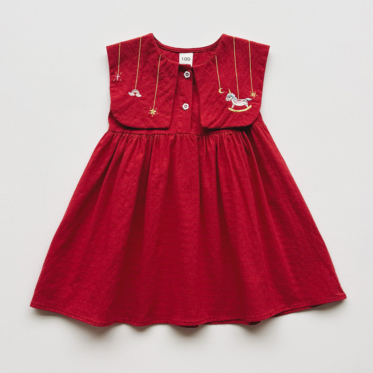 Vestido rojo 100% algodón , para niñas de 2 a 8 años