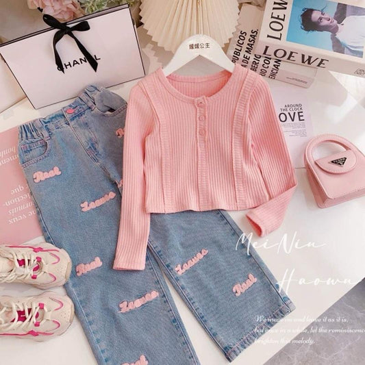 Conjunto pantalón con mangas largas rosa