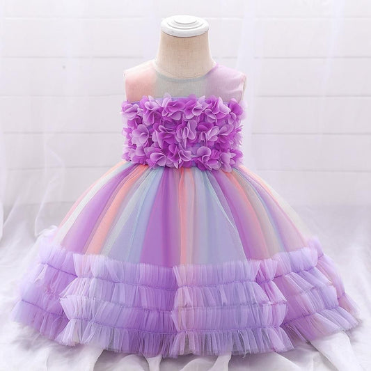 Vestido elegantes para bebés, colorido en lila