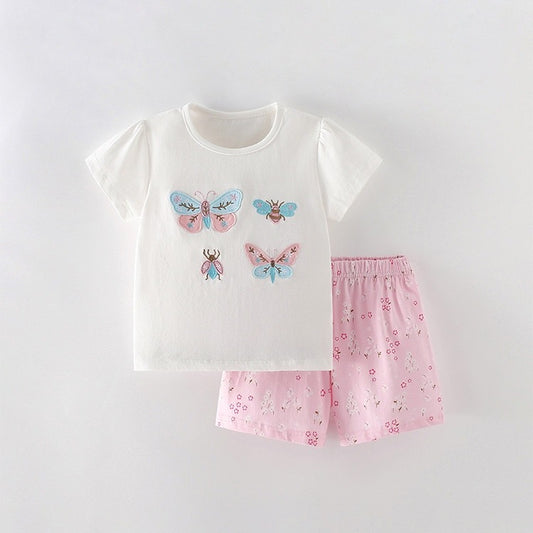 Conjunto short con remera de algodón detalles de insectos