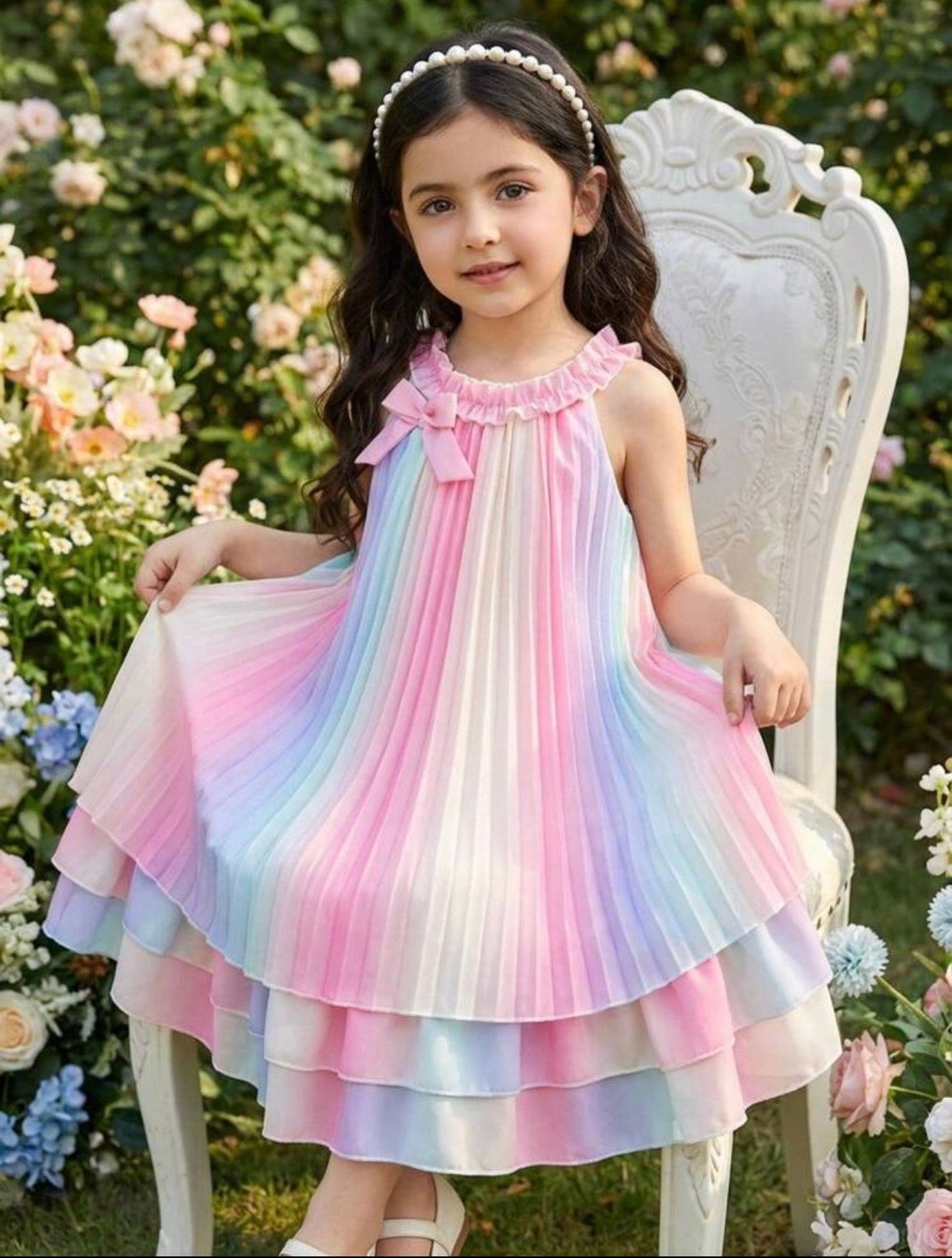 Vestido casual colorido con detalle de tableado tela agradable y fresca