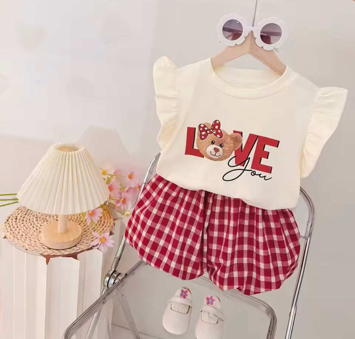 Conjunto short tipo babucha con remera detalle de oso